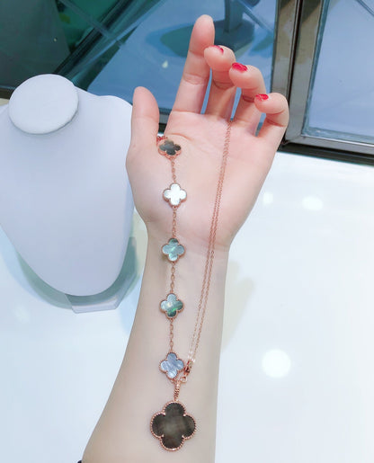 [Liorra]COMBINED BRACELET 5 MOTIFS AND NECKLACE DARK MOP Liorra GOLD