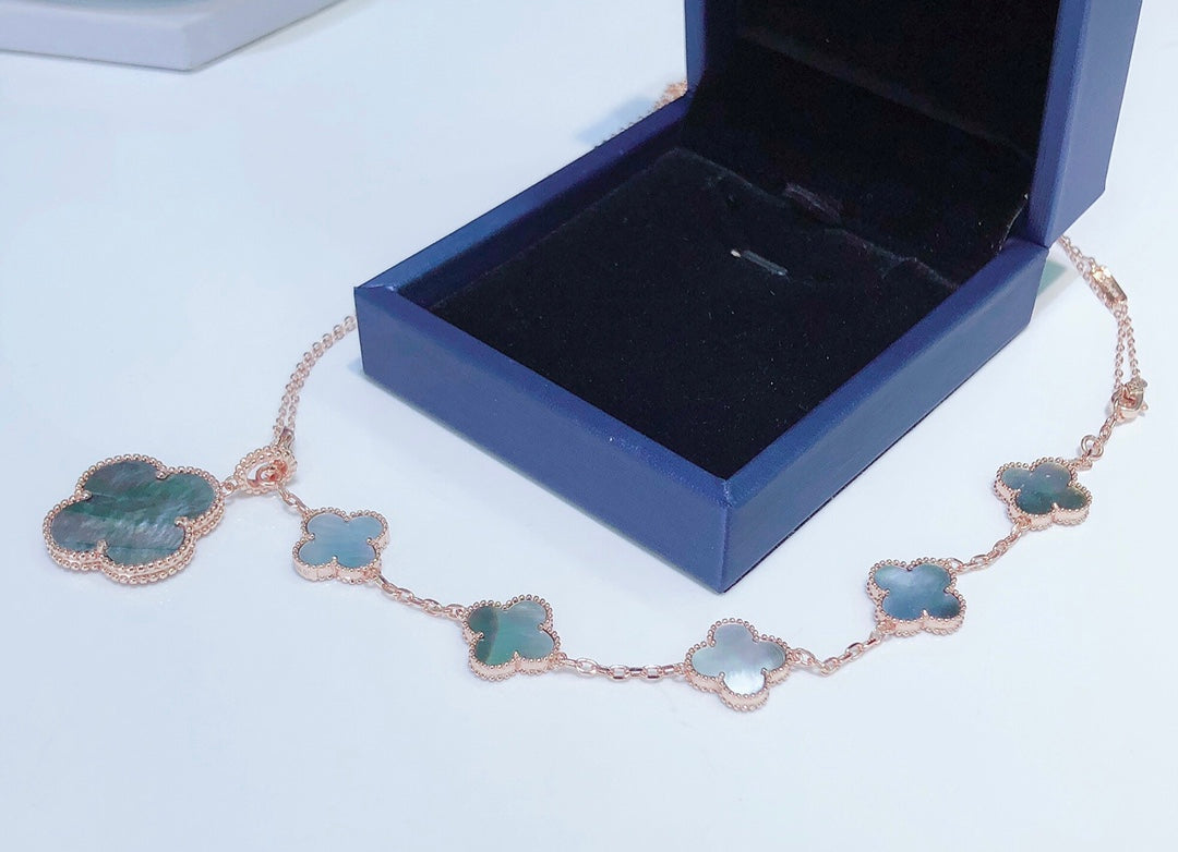 [Liorra]COMBINED BRACELET 5 MOTIFS AND NECKLACE DARK MOP Liorra GOLD