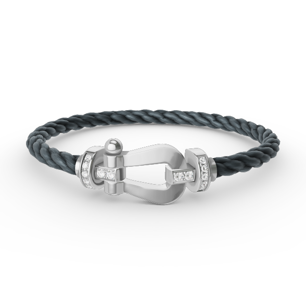 [Liorra]FORCE LARGE HORSESHOE HALF DIAMOND BRACELET SILVER