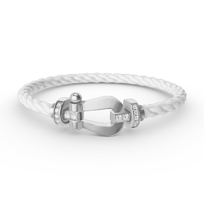 [Liorra]FORCE LARGE HORSESHOE HALF DIAMOND BRACELET SILVER
