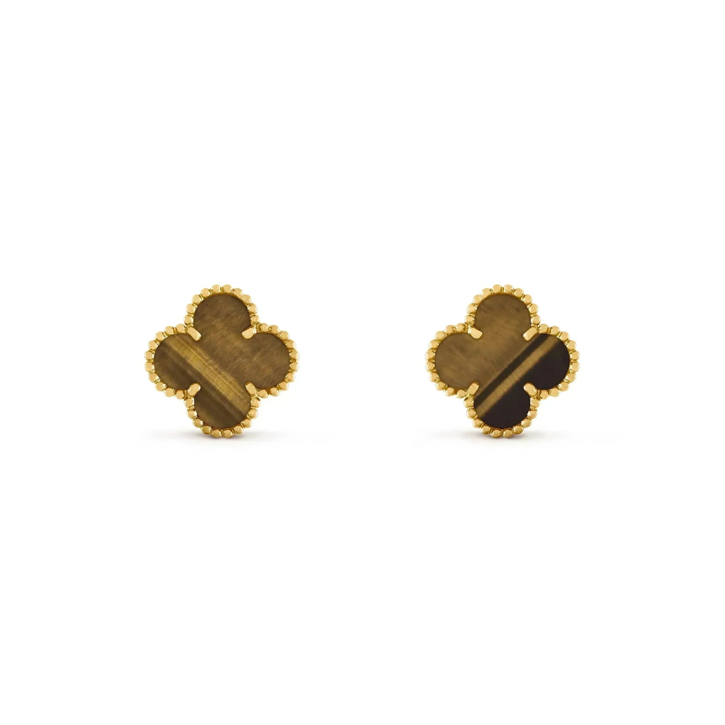 [Liorra]CLOVER MEDIUM 1 MOTIFS TIGER EYE EARRINGS