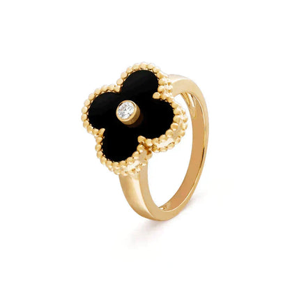 [Liorra]CLOVER ONYX RING GOLD DIAMOND