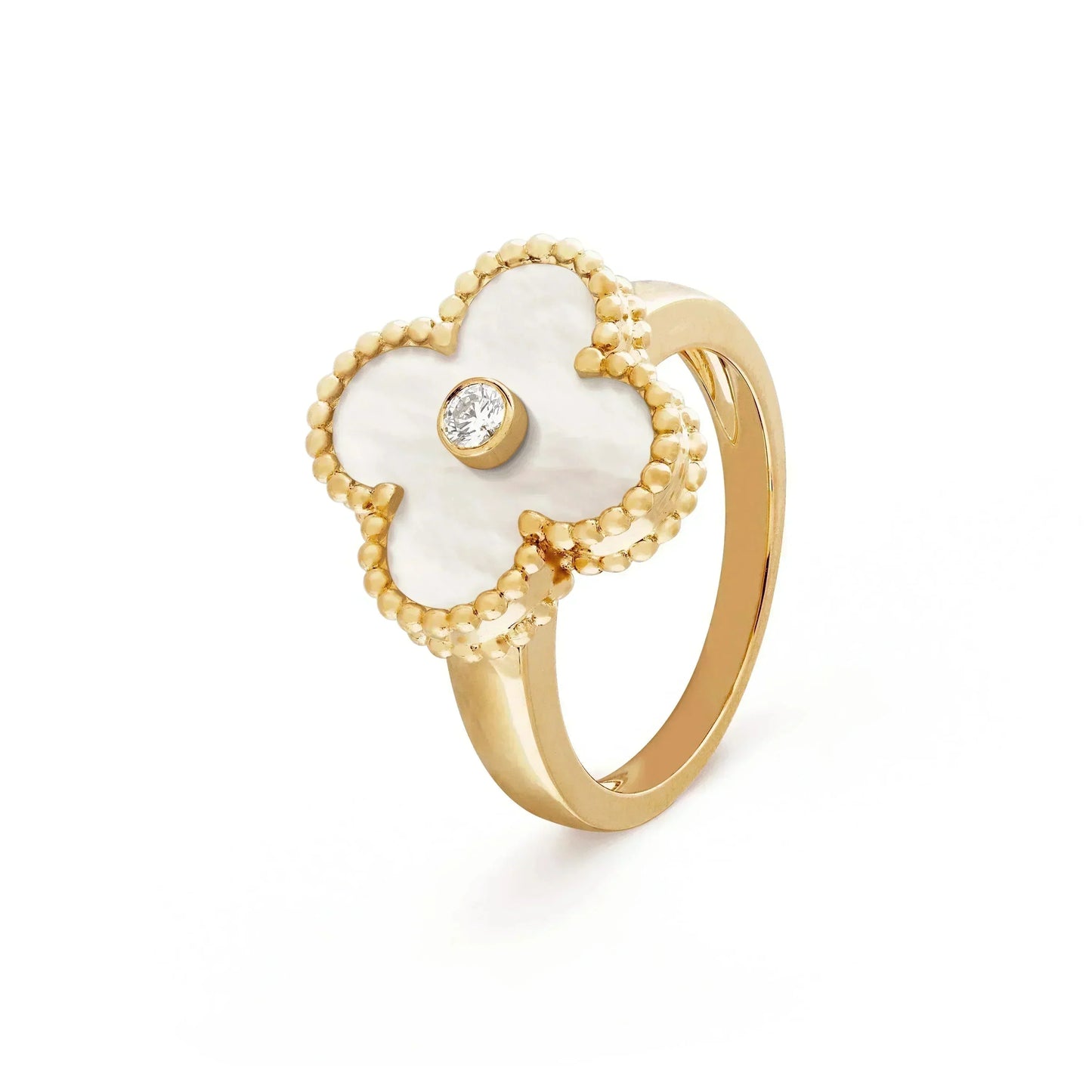 [Liorra]CLOVER PINK MOP RING GOLD DIAMOND