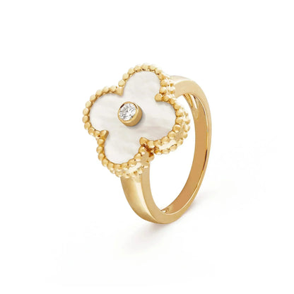 [Liorra]CLOVER PINK MOP RING GOLD DIAMOND